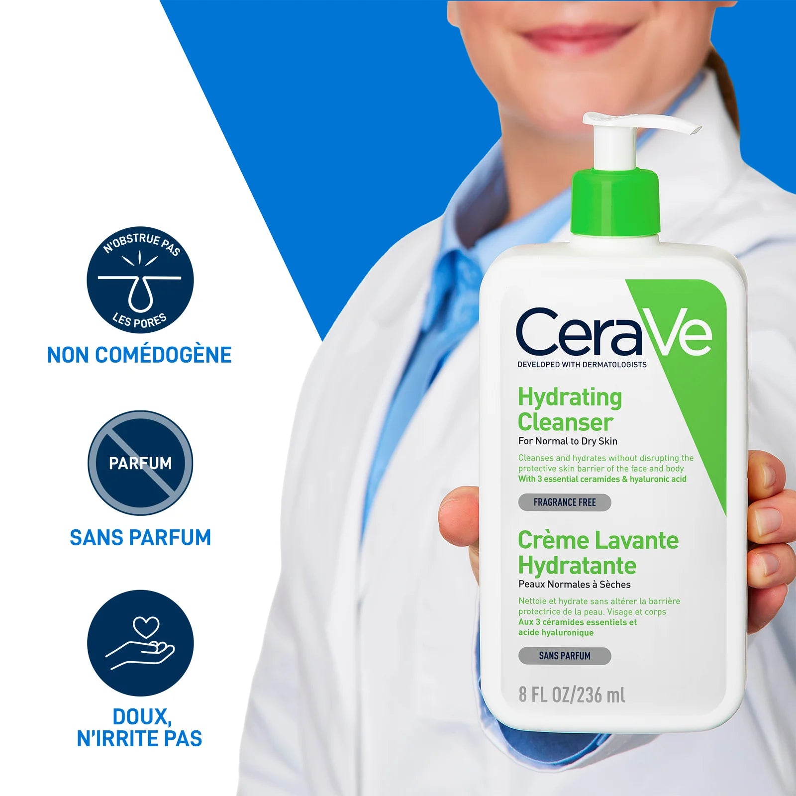 CeraVe Crème Lavante Hydratante Peau Normale à Sèche