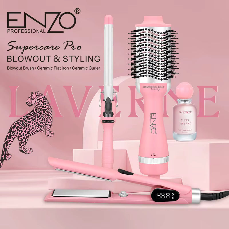 Brosse  ENZO EN-5610 Salon professionnel rose 4 en 1
